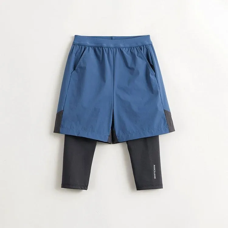 MARC & JANIE Boys Moisture-wicking Quick Drying Faux Two-Piece Sports Pants 240273