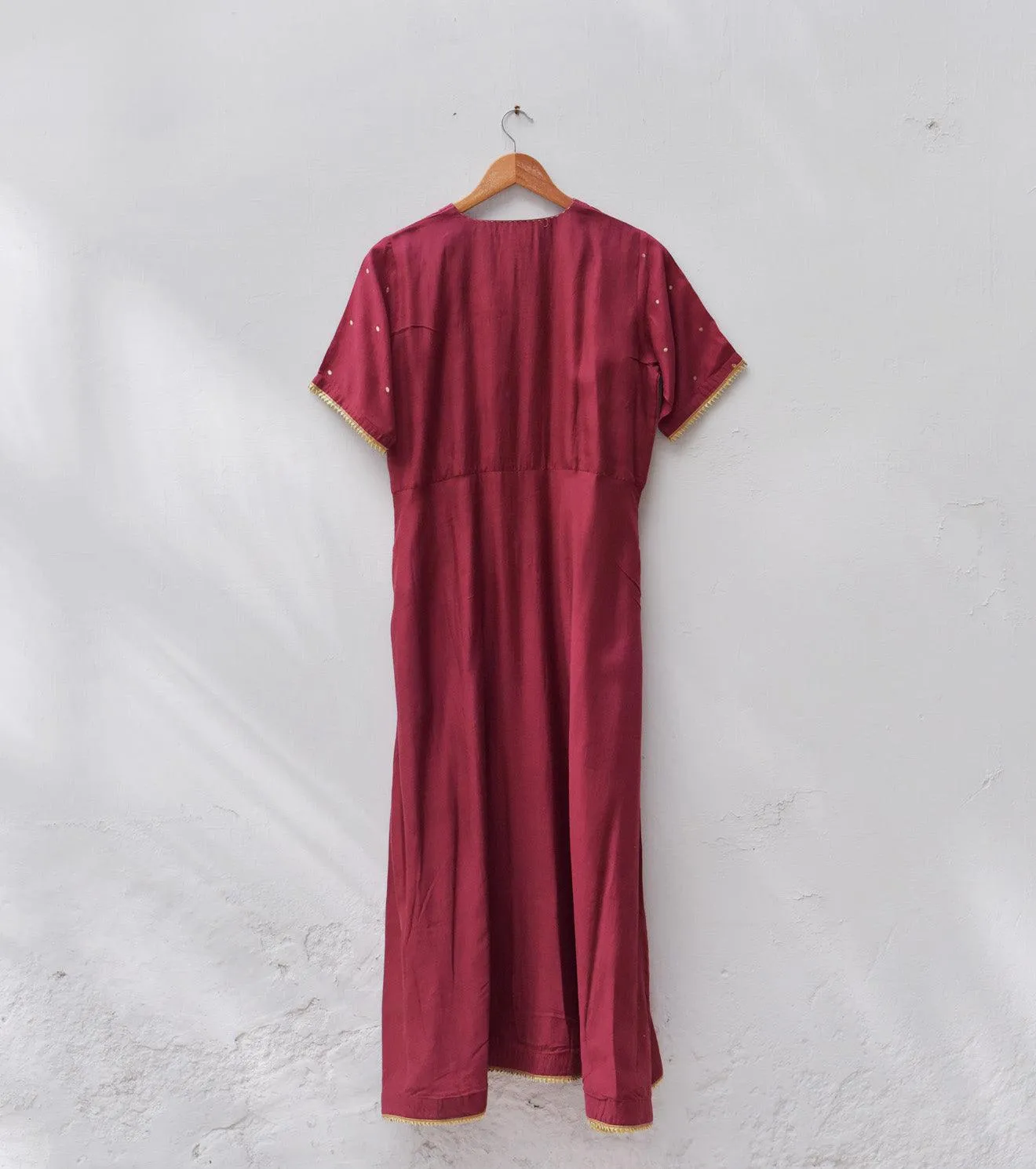 Maroon longdress in cotton silk