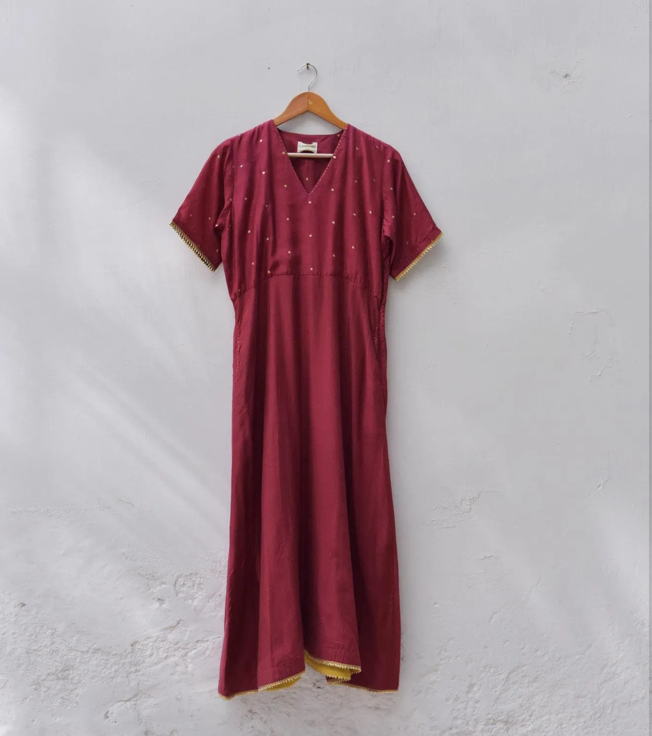 Maroon longdress in cotton silk