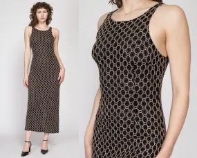 Medium 90s Black Baroque Chain Knit Maxi Dress