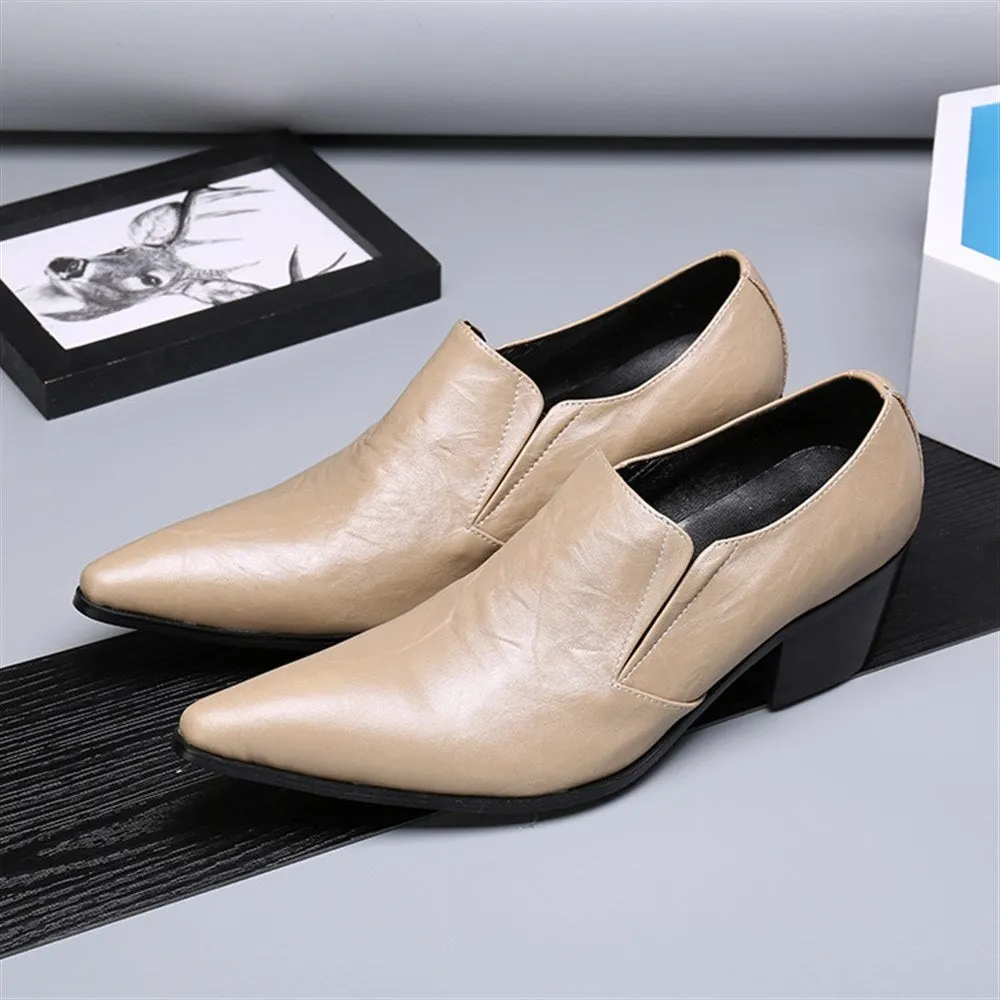 Men Solid Color High Heel Formal Shoes