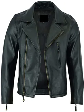 Men’s Black Stylish Sheepskin Leather Jacket with Fur