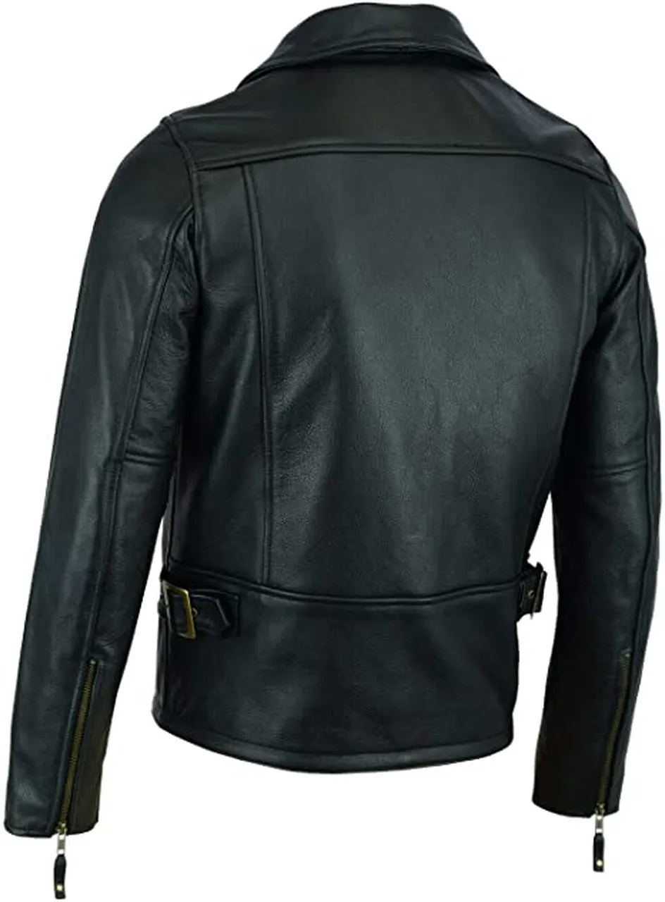 Men’s Black Stylish Sheepskin Leather Jacket with Fur