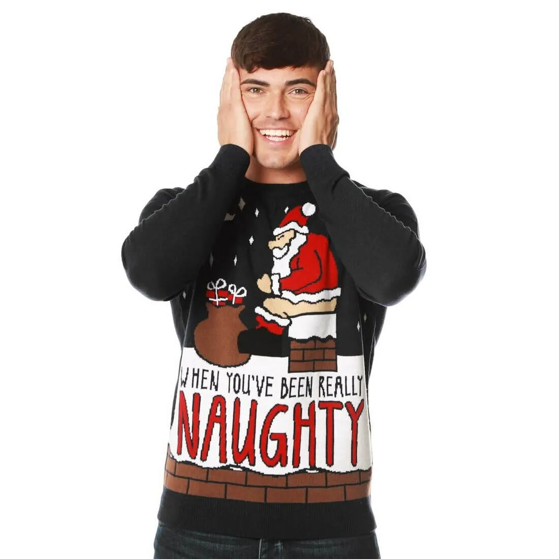 Mens Really Naughty Santa Christmas Jumper Novelty Knit