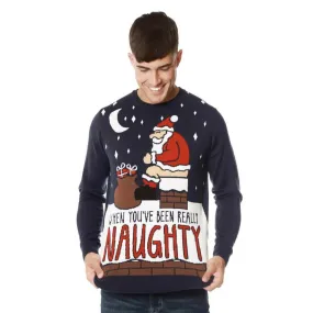 Mens Really Naughty Santa Christmas Jumper Novelty Knit