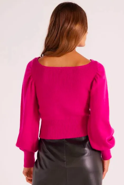 MINKPINK MIA KNIT TOP HOT PINK