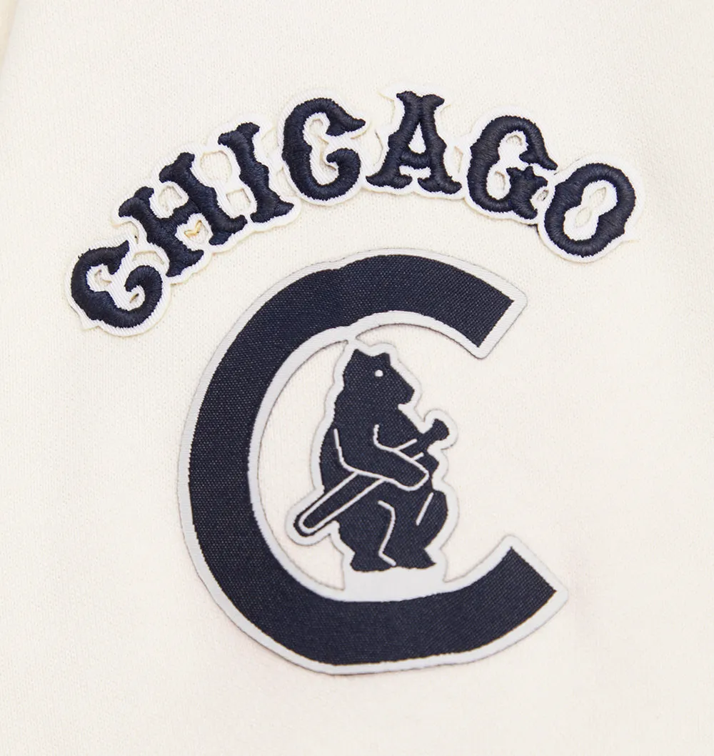 MLB CHICAGO CUBS RETRO CLASSIC WOMEN'S CROPPED PO HOODIE (EGGSHELL/ MIDNIGHT NAVY)