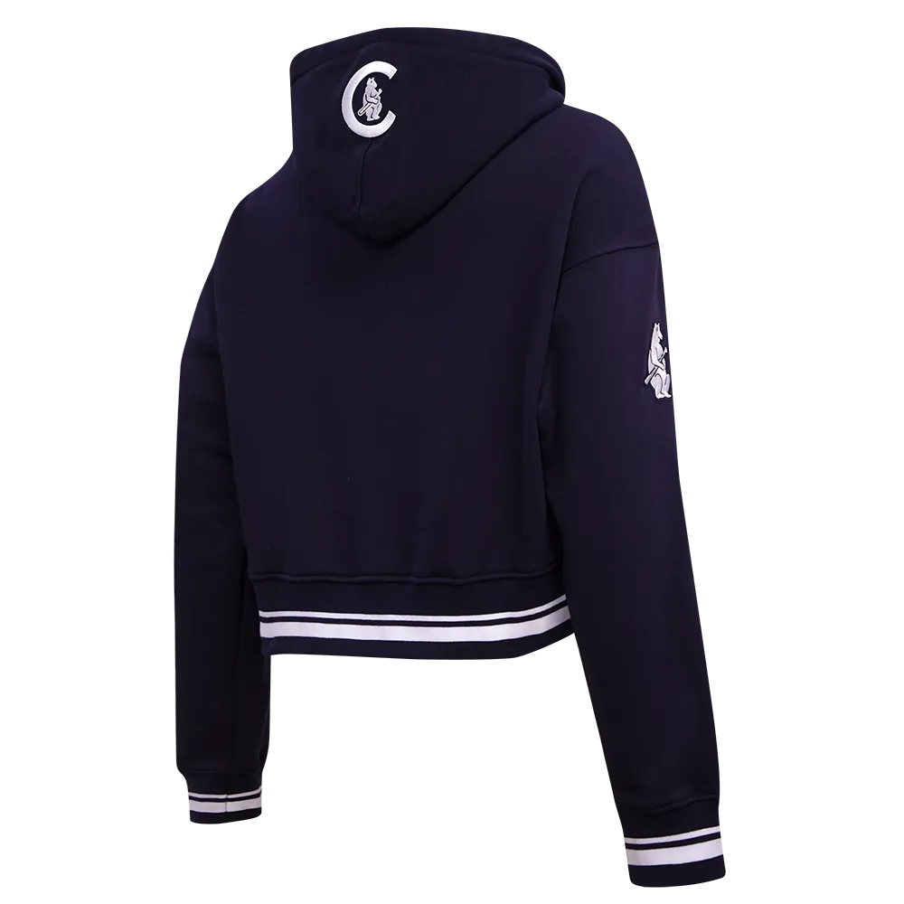 MLB CHICAGO CUBS RETRO CLASSIC WOMEN'S CROPPED PO HOODIE (MIDNIGHT NAVY)