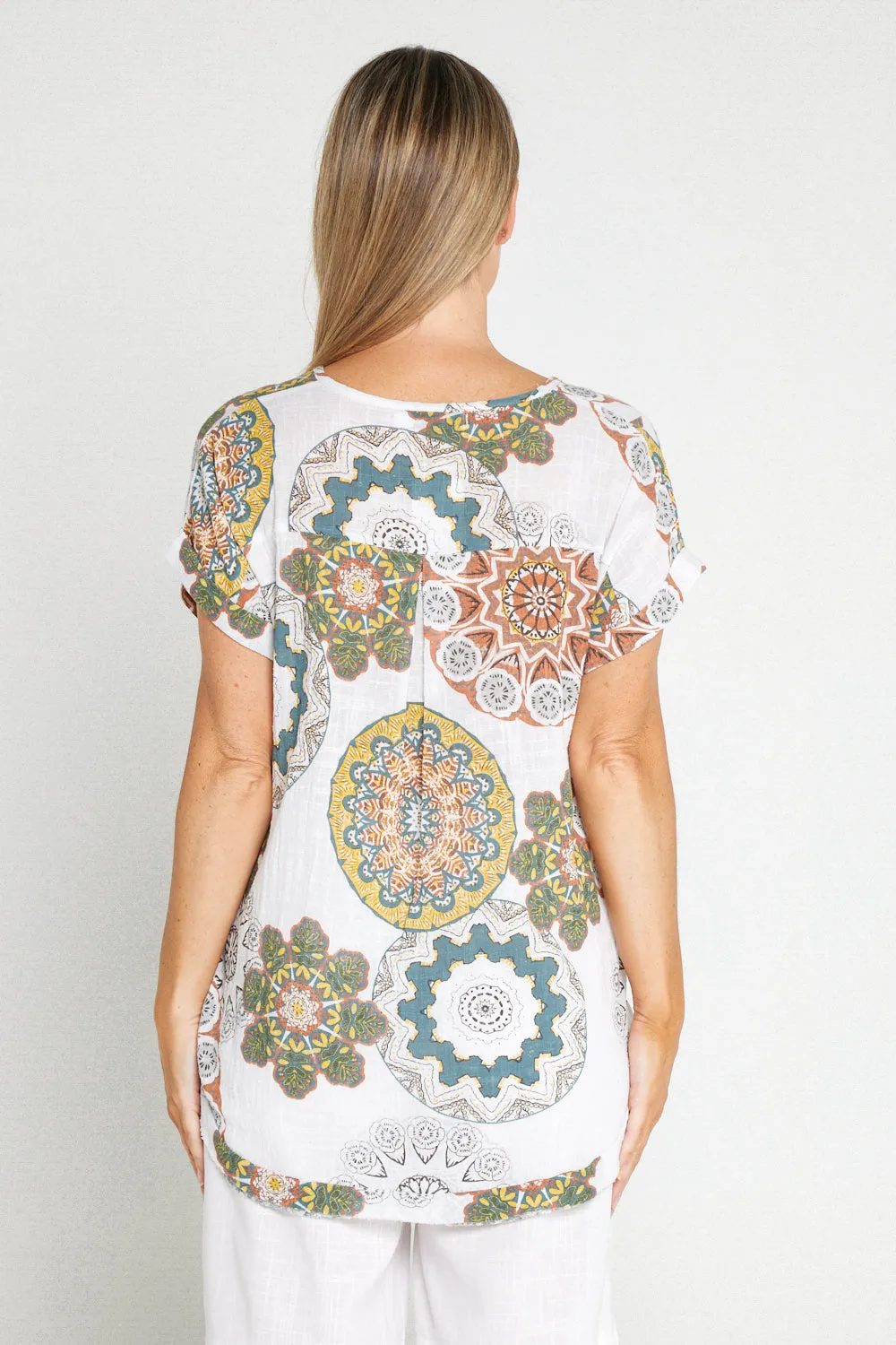 Mojave Linen Top - Desert Blooms