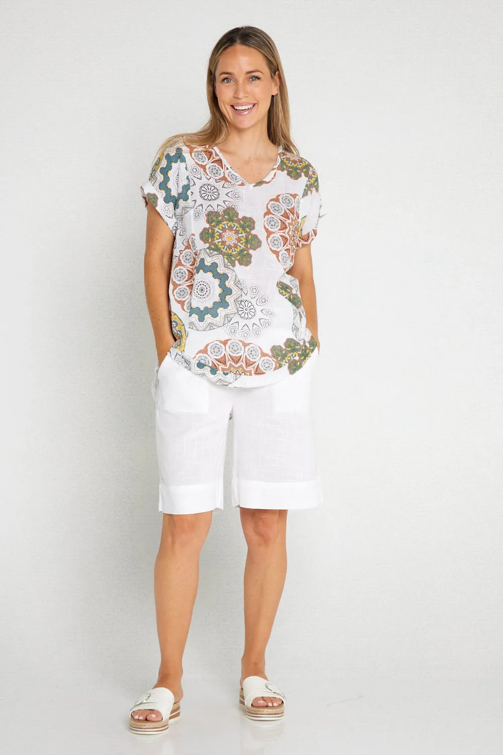 Mojave Linen Top - Desert Blooms