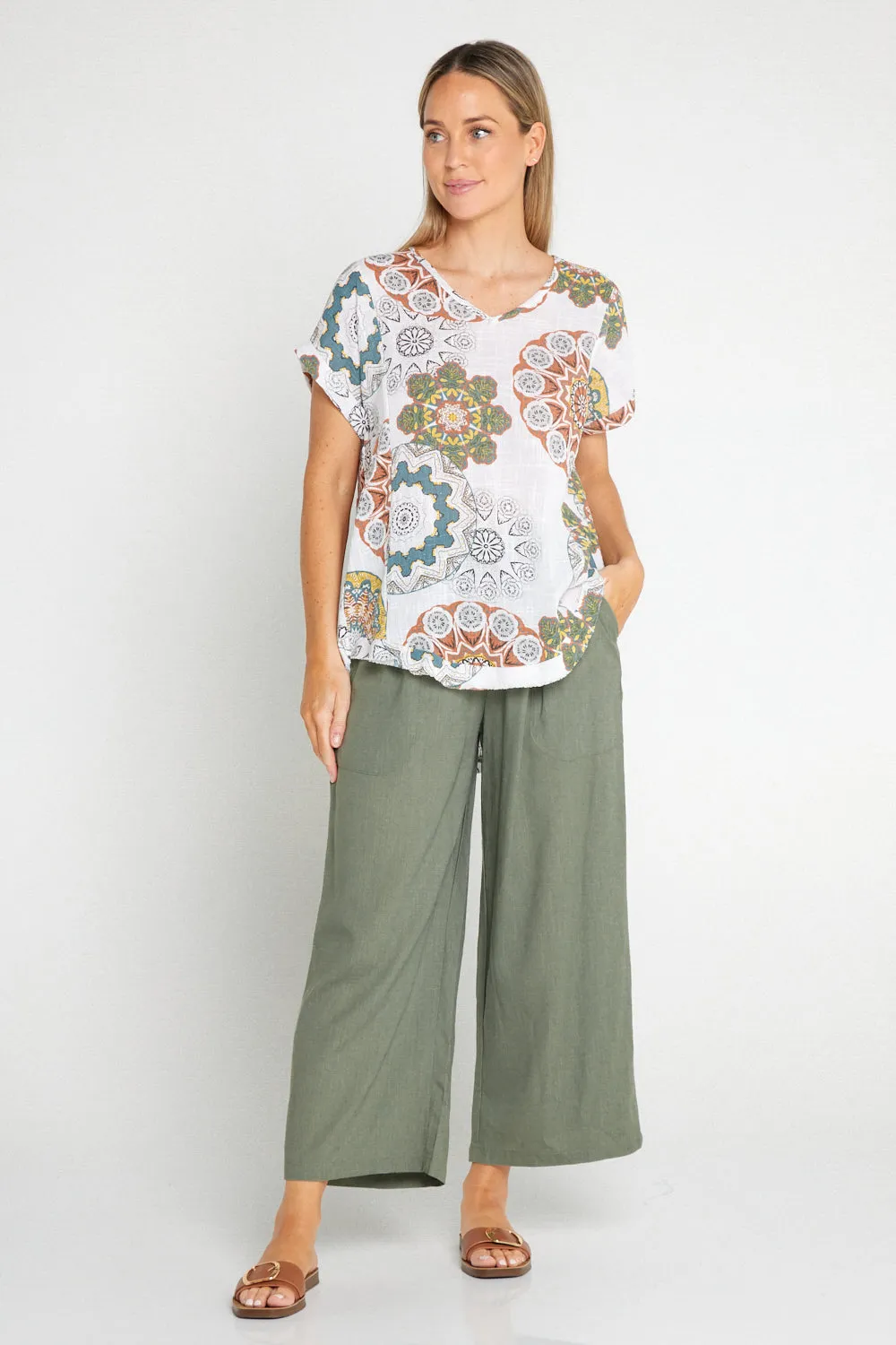 Mojave Linen Top - Desert Blooms