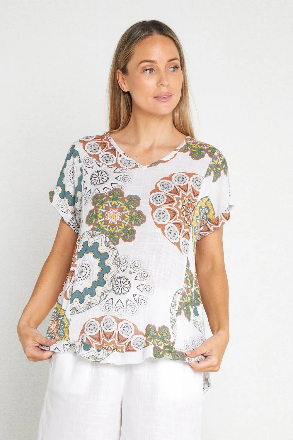 Mojave Linen Top - Desert Blooms