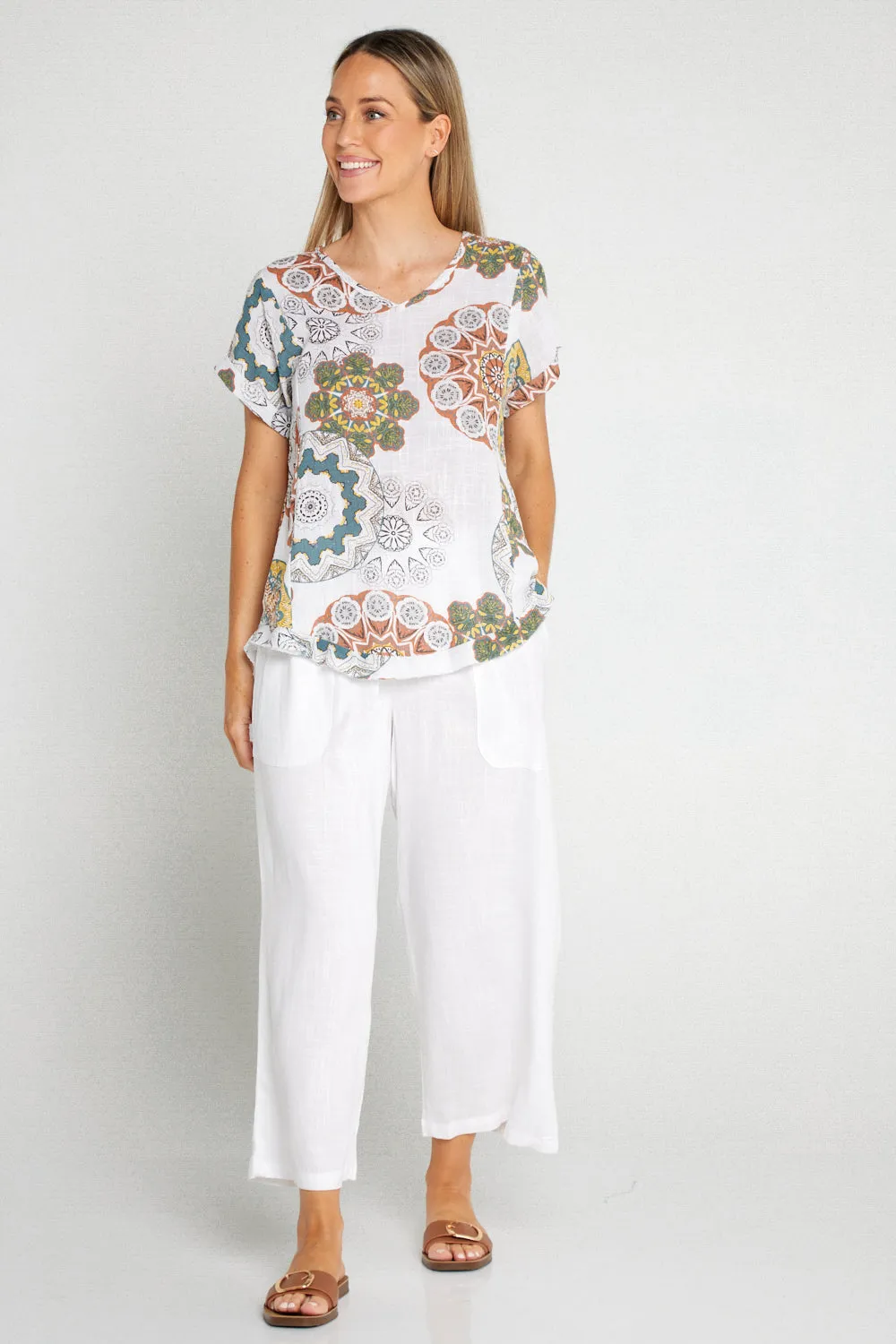 Mojave Linen Top - Desert Blooms