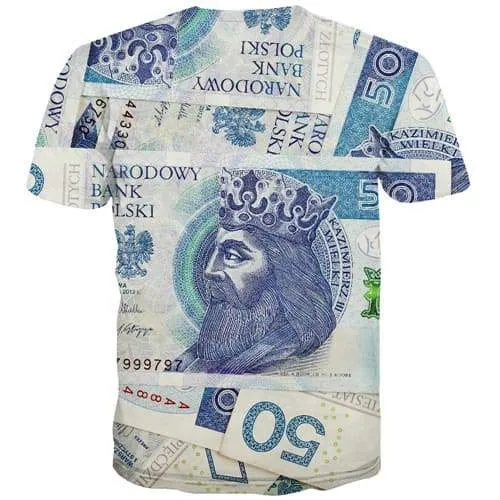 Money T-shirt Men Poland Tshirt Printed King T shirts Funny Harajuku T-shirts 3d Vintage T-shirts Graphic Short Sleeve Hip hop