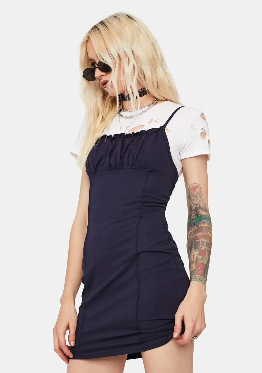 Navy It Girl Ponte Mini Dress