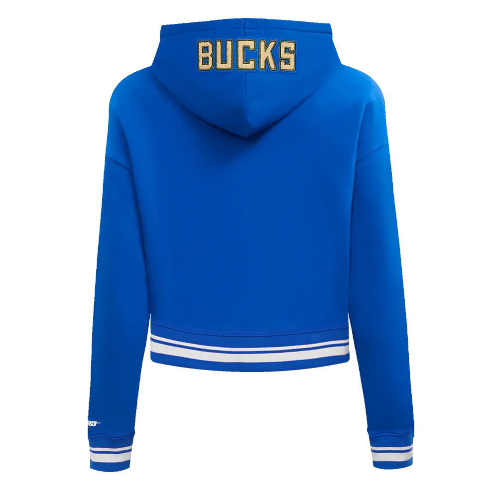 NBA MILWAUKEE BUCKS CITY EDITION 24-25 WOMEN'S RIB FLC CROPPED PO HOOD (ROYAL BLUE)