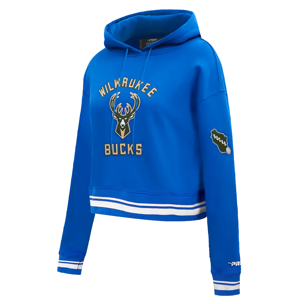 NBA MILWAUKEE BUCKS CITY EDITION 24-25 WOMEN'S RIB FLC CROPPED PO HOOD (ROYAL BLUE)