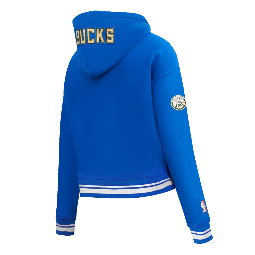 NBA MILWAUKEE BUCKS CITY EDITION 24-25 WOMEN'S RIB FLC CROPPED PO HOOD (ROYAL BLUE)