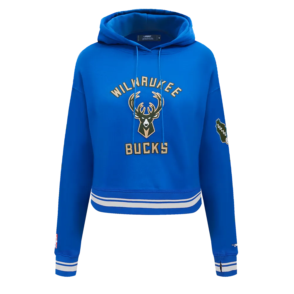 NBA MILWAUKEE BUCKS CITY EDITION 24-25 WOMEN'S RIB FLC CROPPED PO HOOD (ROYAL BLUE)