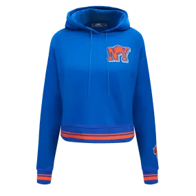 NBA NEW YORK KNICKS MASHUP WOMEN'S RIB CROPPED PO HOODIE (ROYAL/ORANGE/ROYAL)