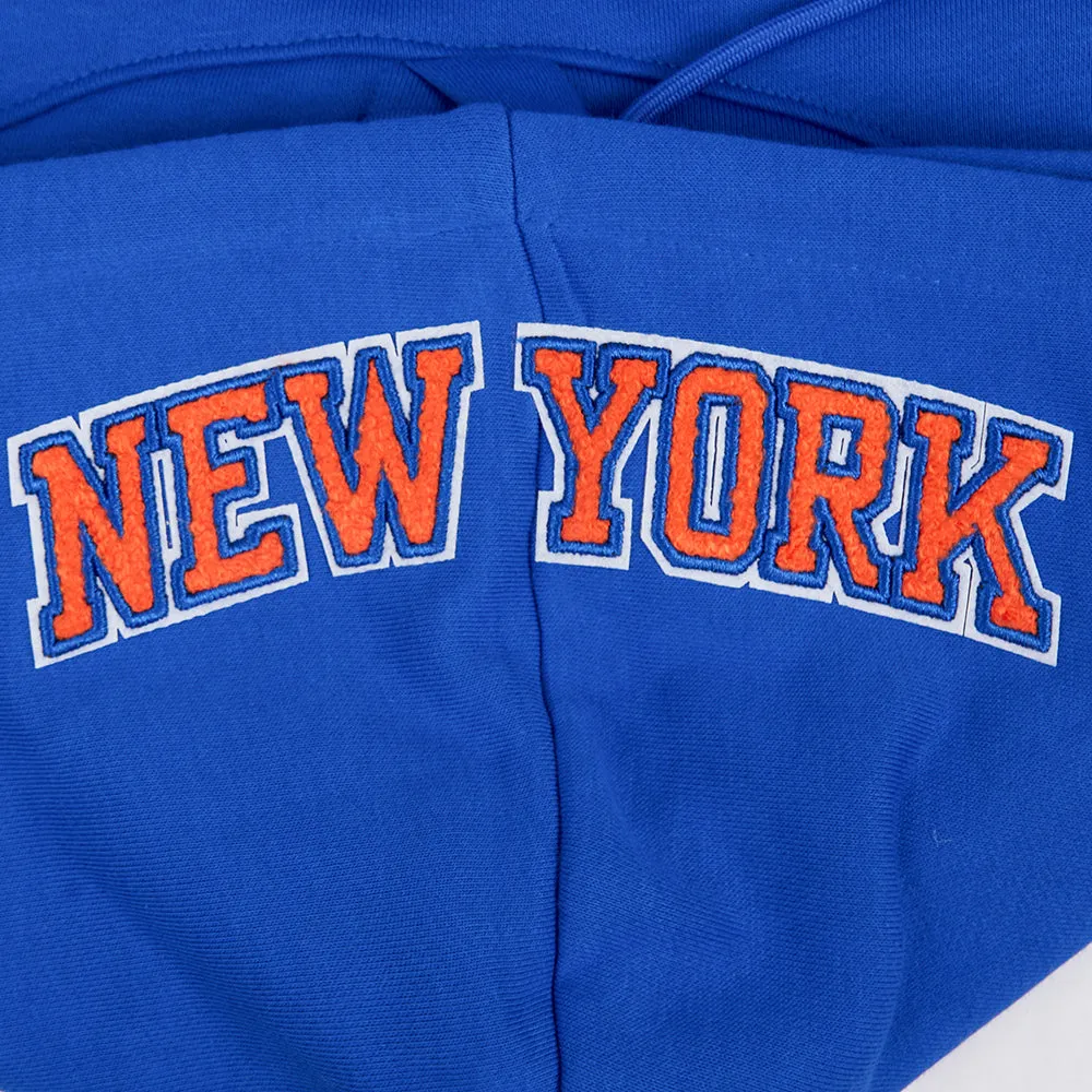 NBA NEW YORK KNICKS MASHUP WOMEN'S RIB CROPPED PO HOODIE (ROYAL/ORANGE/ROYAL)