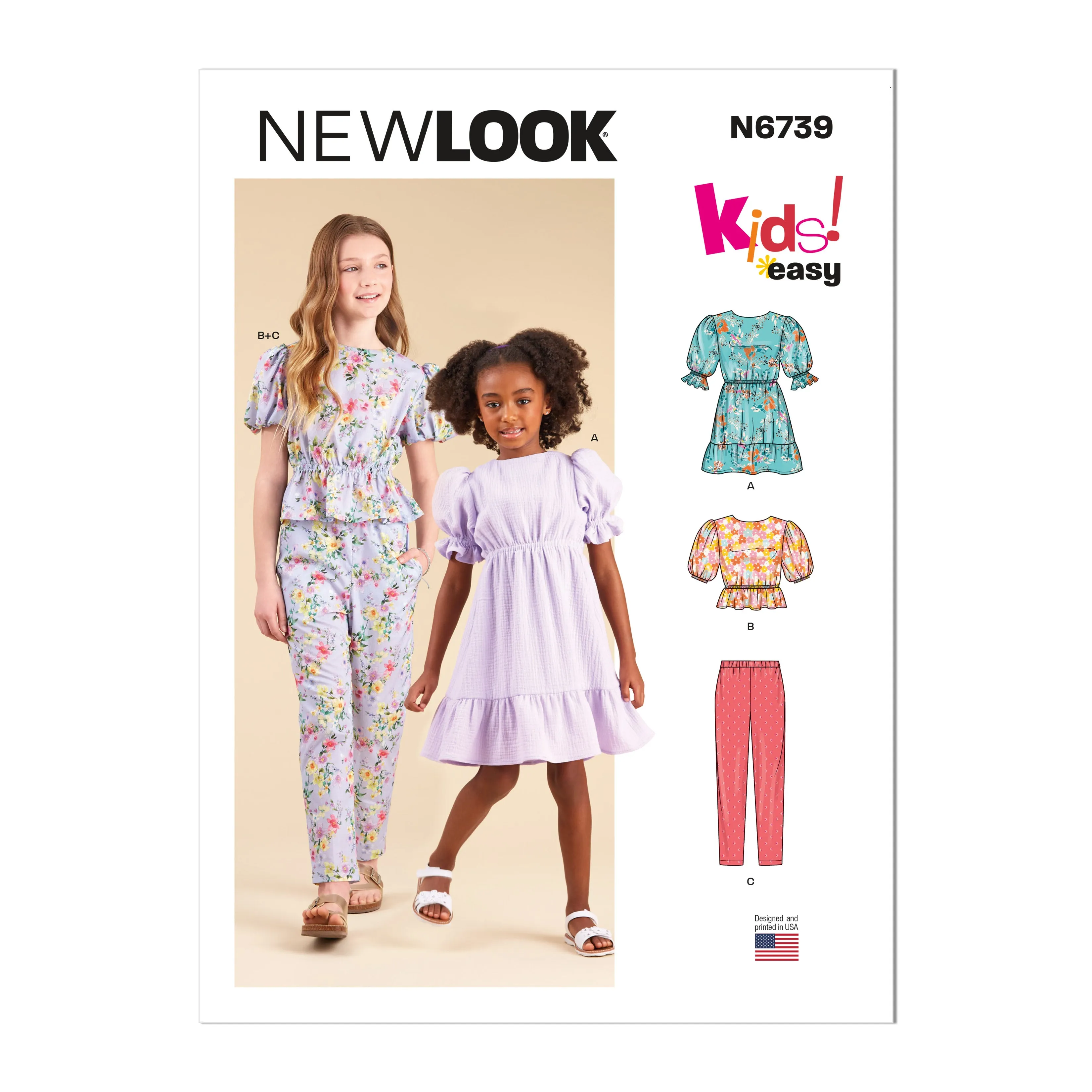 New Look sewing pattern 6739 Girls' Dress, Top and Pants