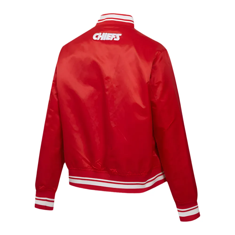 NFL KANSAS CITY CHIEFS SCRIPT TAIL SATIN JACKET | NFL LEATHER JACKET