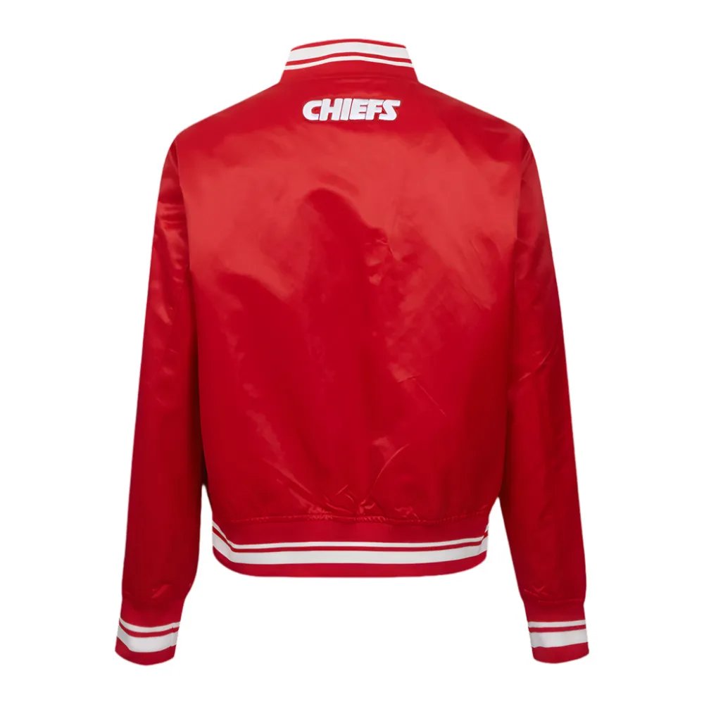 NFL KANSAS CITY CHIEFS SCRIPT TAIL SATIN JACKET | NFL LEATHER JACKET