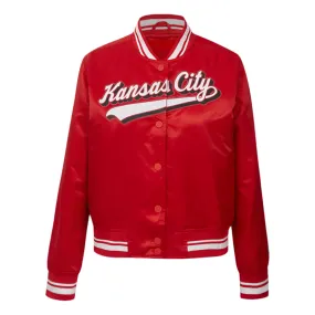 NFL KANSAS CITY CHIEFS SCRIPT TAIL SATIN JACKET | NFL LEATHER JACKET