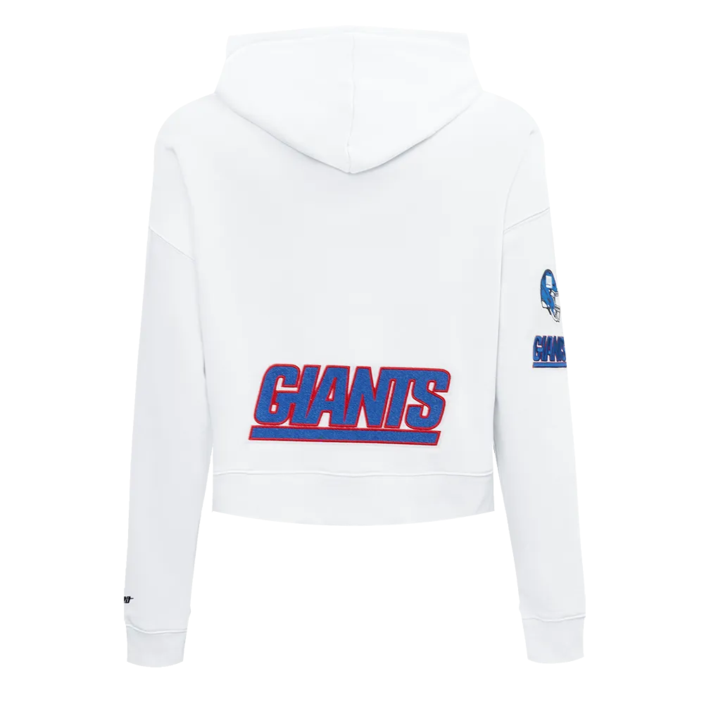 NFL NEW YORK GIANTS WOMEN'S CROPPED FLEECE HOODIE (WHITE)