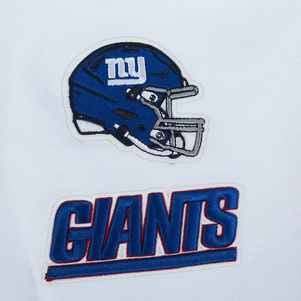 NFL NEW YORK GIANTS WOMEN'S CROPPED FLEECE HOODIE (WHITE)