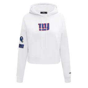 NFL NEW YORK GIANTS WOMEN'S CROPPED FLEECE HOODIE (WHITE)