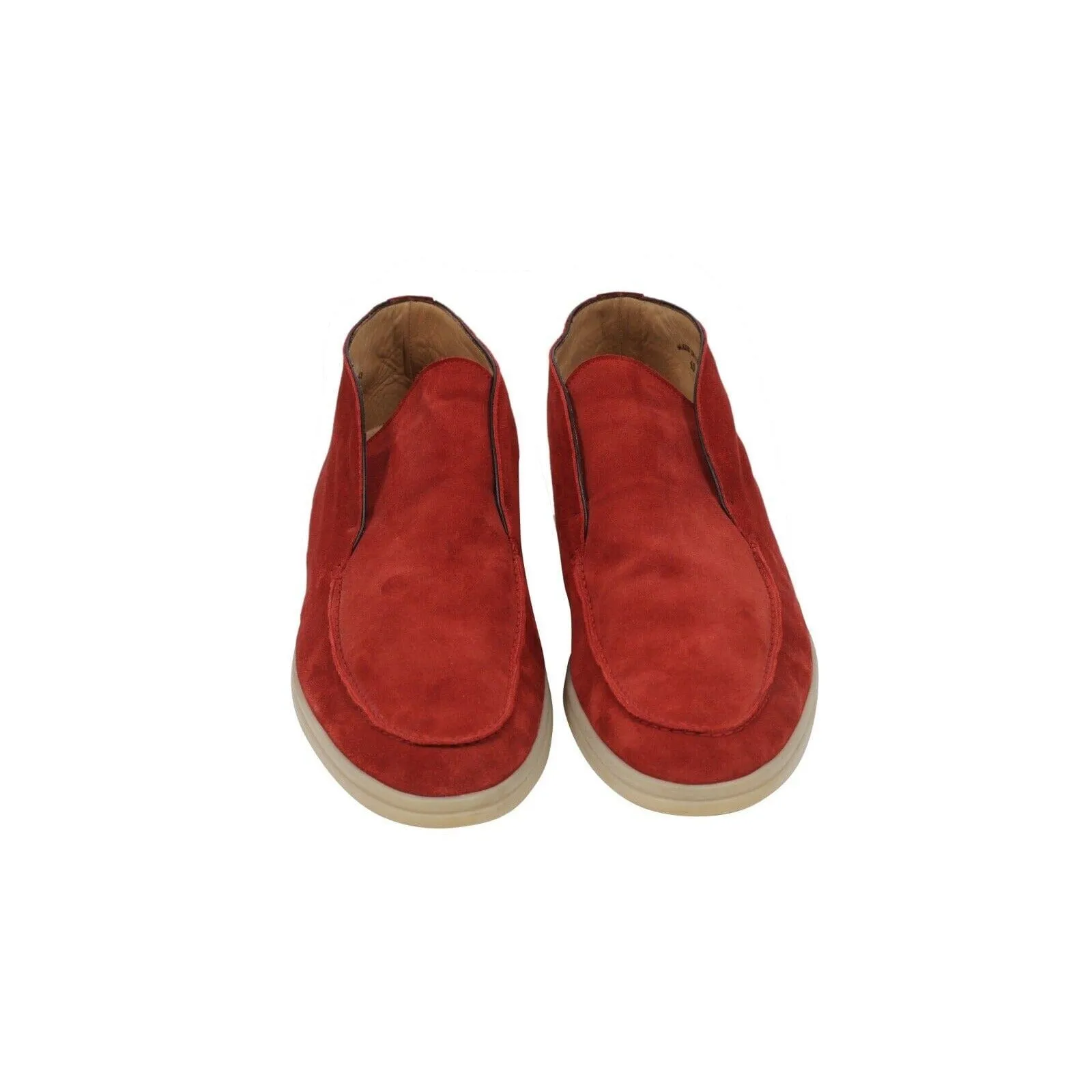 Open Walk Ankle Boots Red Suede Slip On Mid Top Chukkas