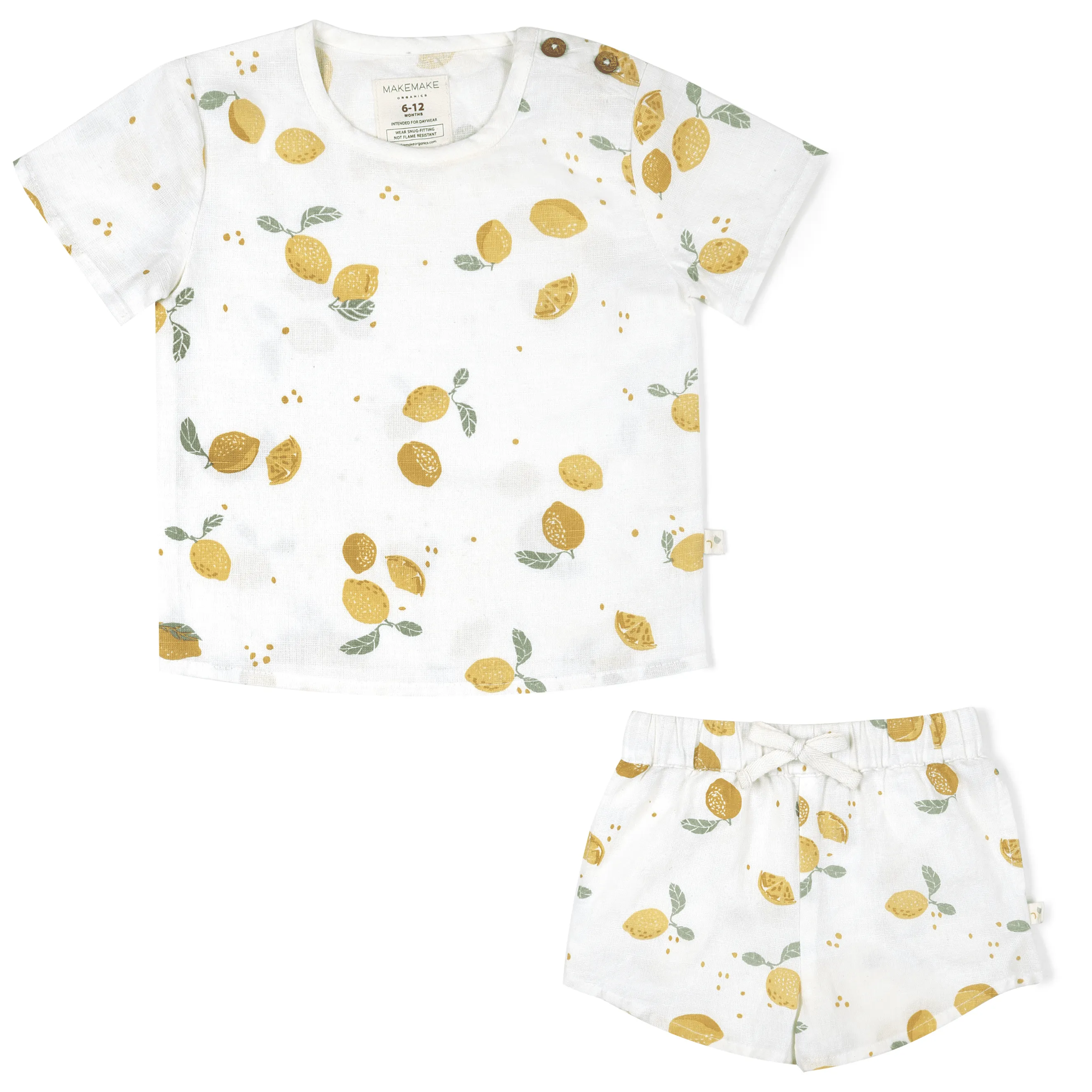 Organic Boys Top and Shorts 2 Piece Set - Citron