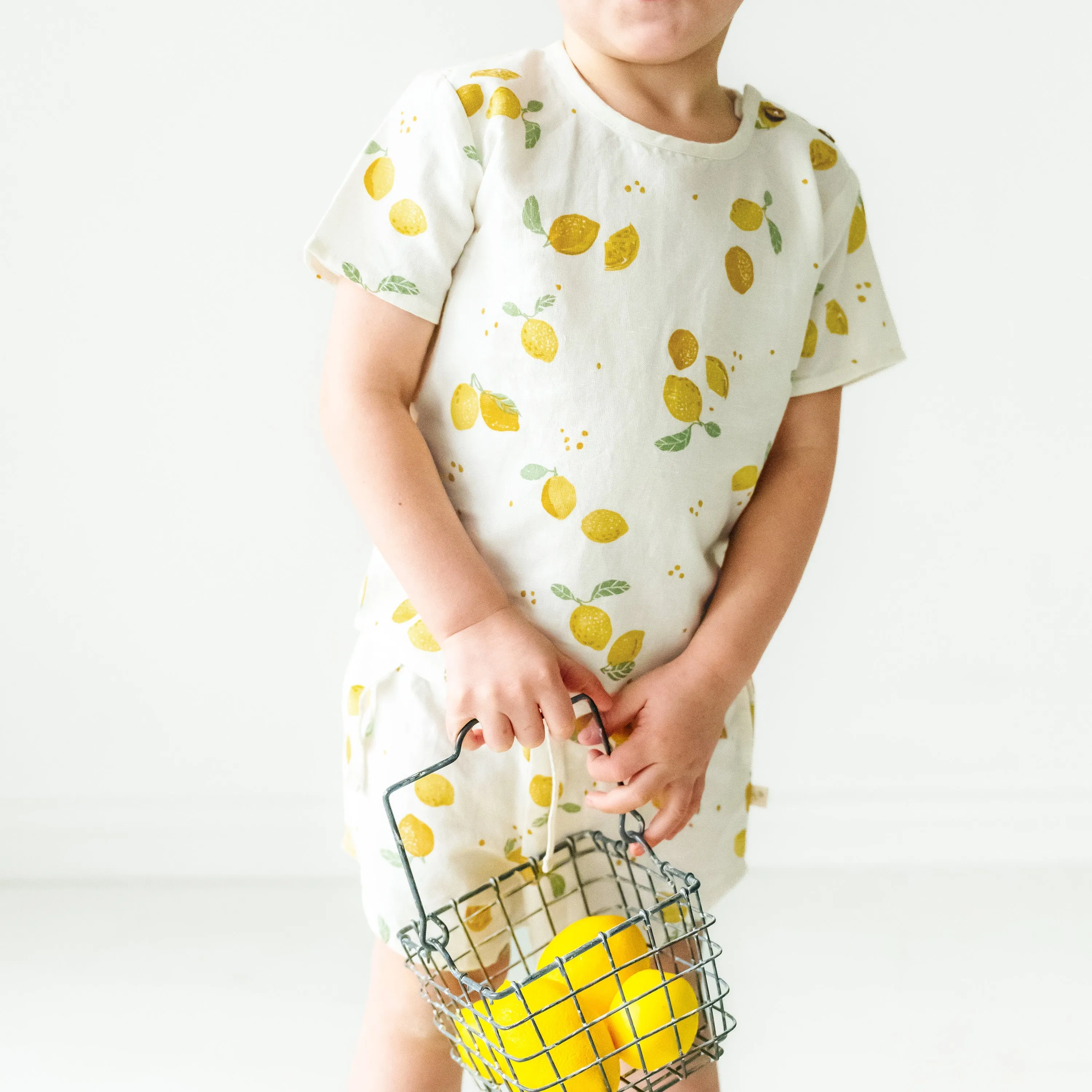 Organic Boys Top and Shorts 2 Piece Set - Citron