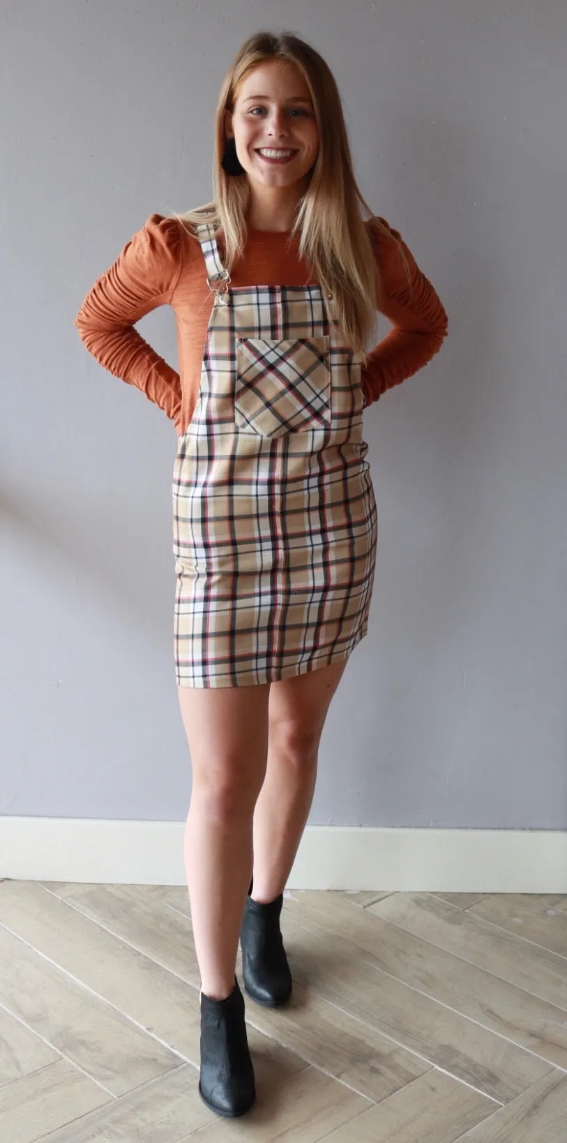 Oscar-ST GOSSIP Plaid Overall Skirt Jumper