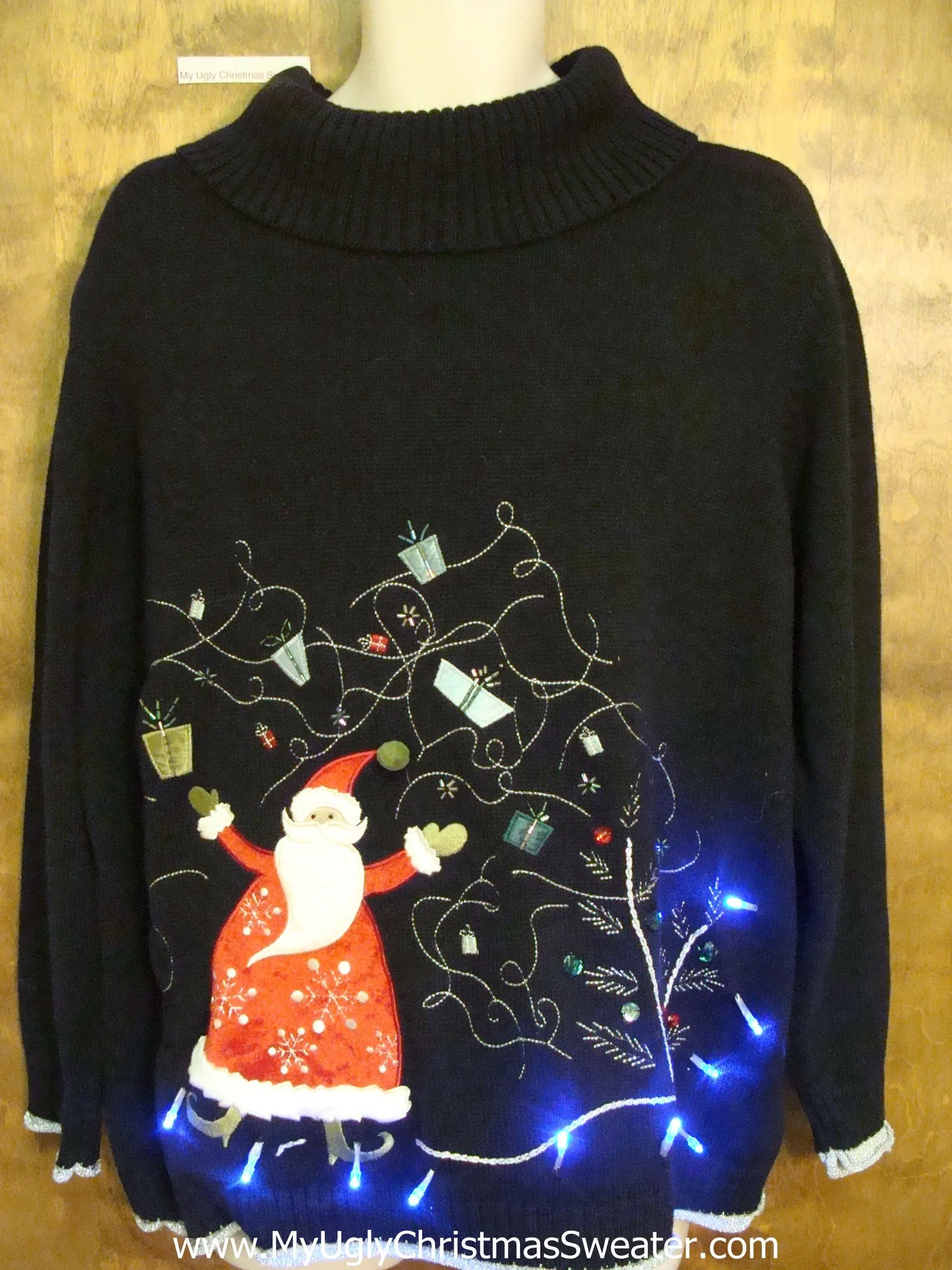 Overwhelmed Santa Ugly Christmas Sweater with Lights