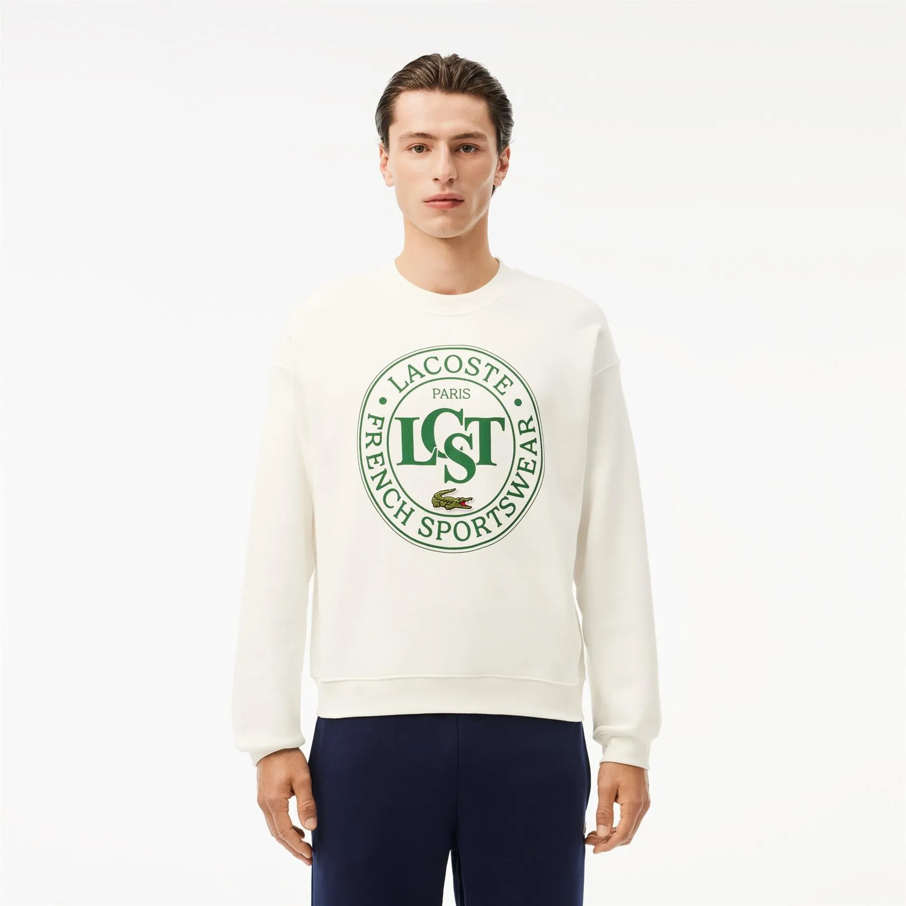 Paris Logo Cotton Crew Neck Jumper White - AW24