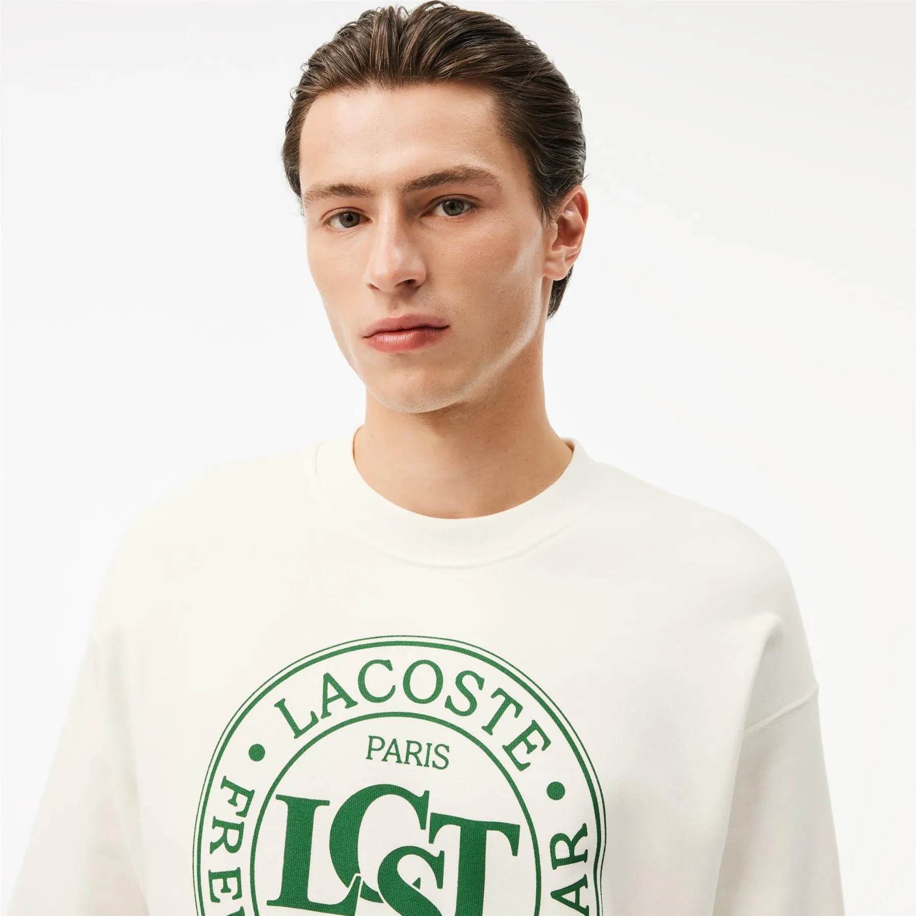 Paris Logo Cotton Crew Neck Jumper White - AW24