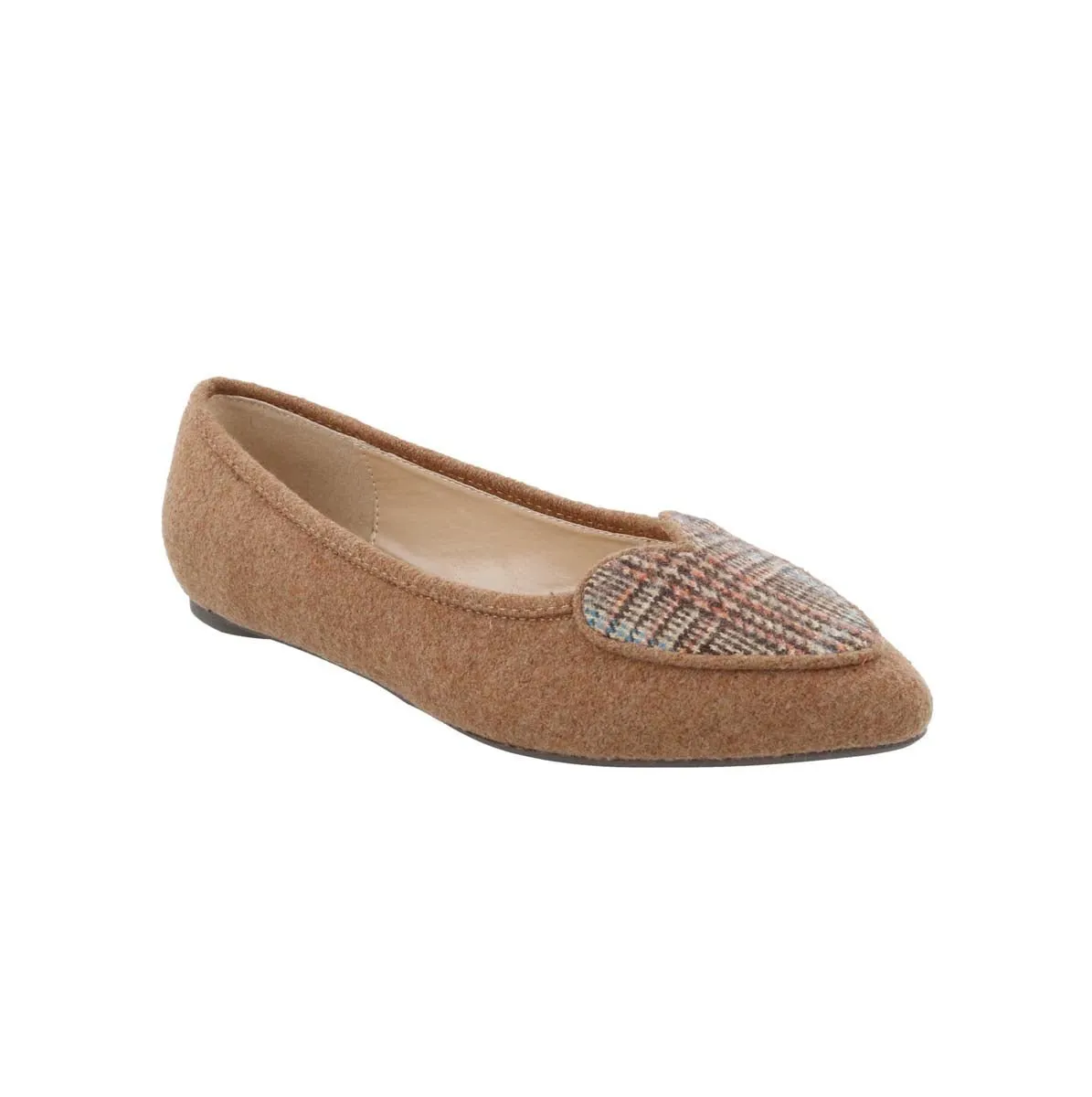 Penny Loves Kenny Nookie Plaid Women Flat Slip-on In Lt. Brown Fleece Textile