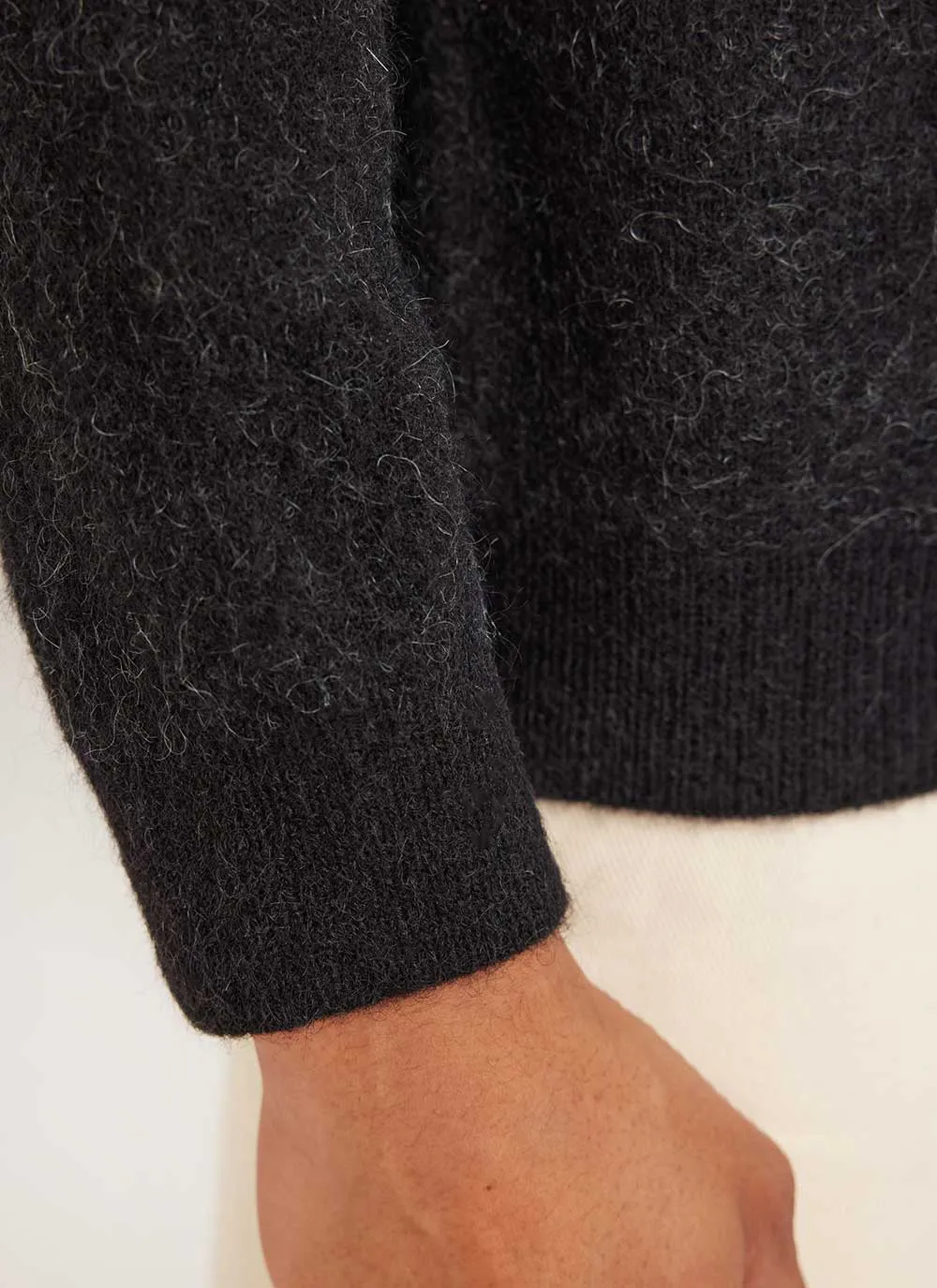 Perci Cat Crew Neck Jumper | Mohair | Black