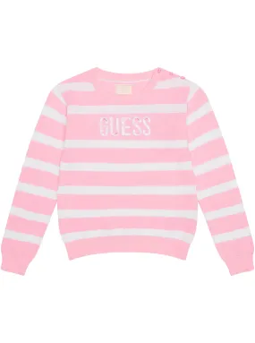 Pink White Stripes Long Sleeve Jumper (2-7)