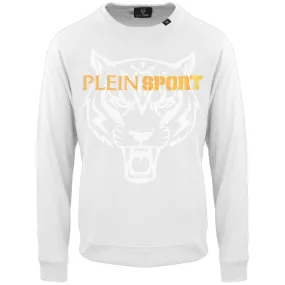 Plein Sport Large Branded Logo Tiger White Jumper