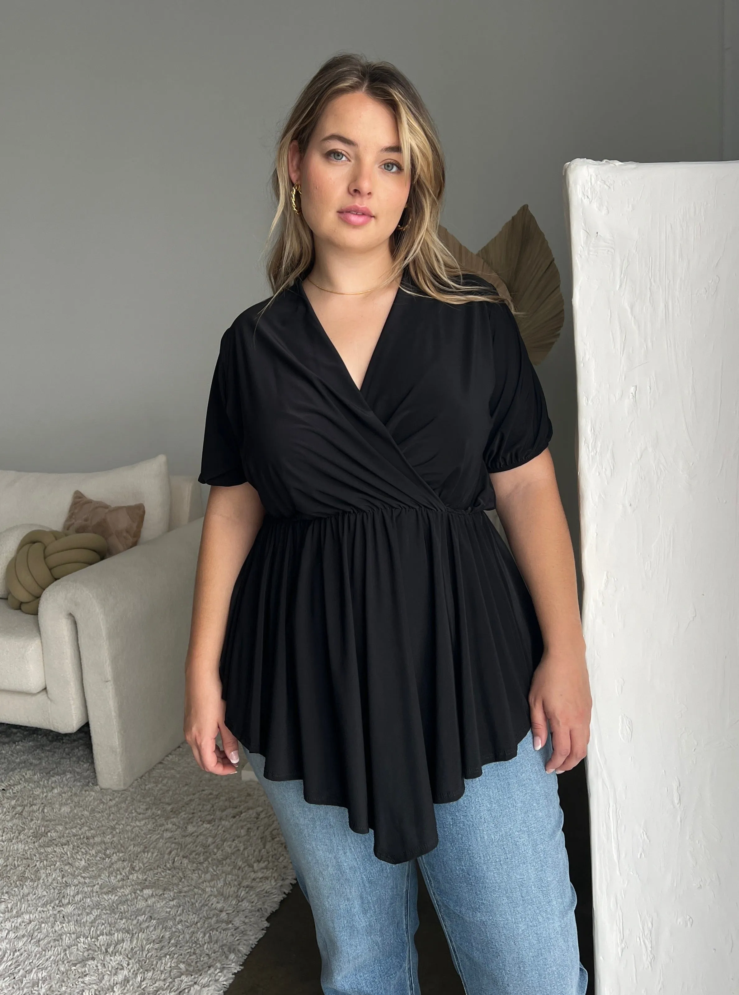 Plus Size Drapey Surplice Blouse