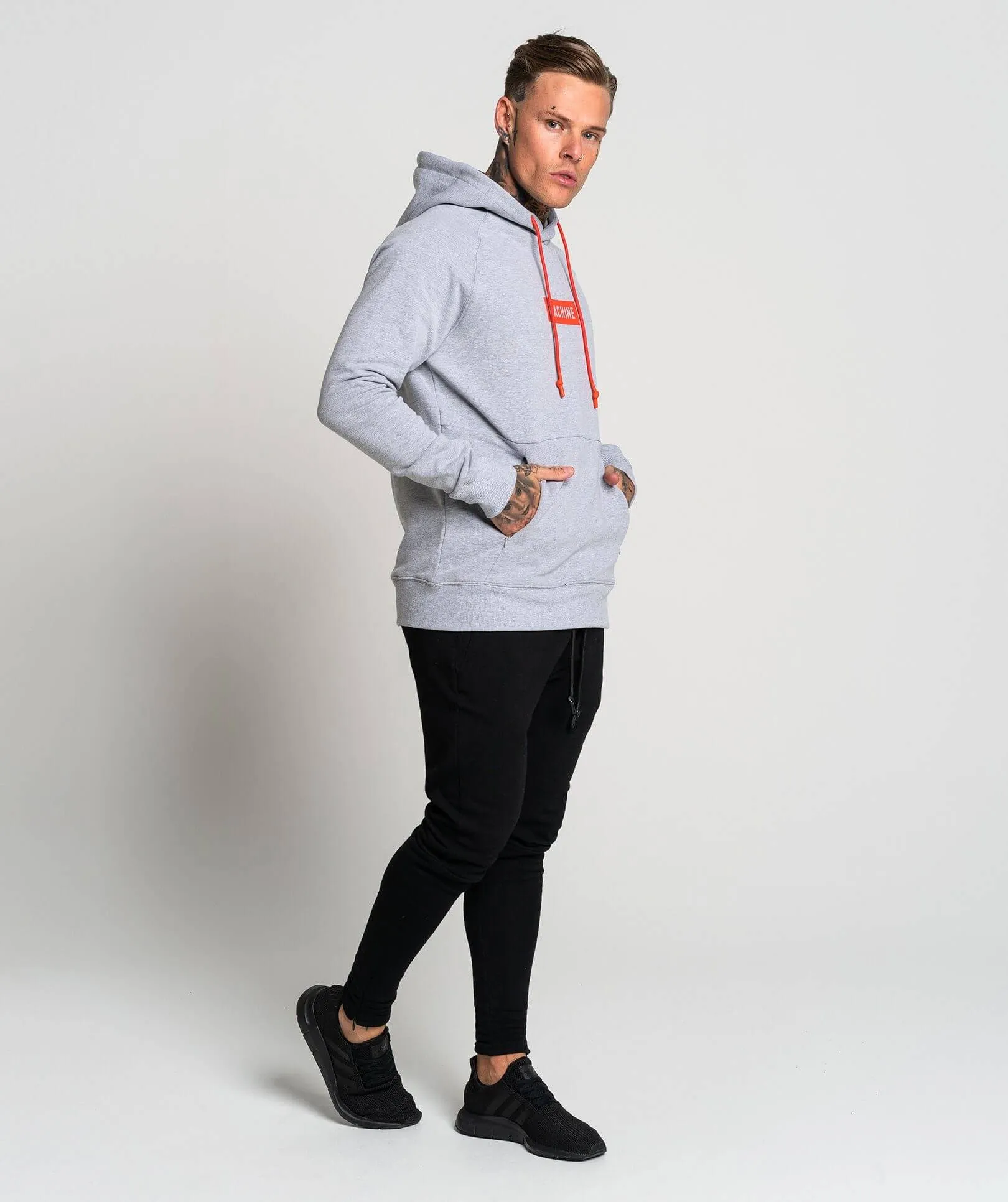 Pursuit Stampd Pullover Hoodie (Marl Grey/Orange)