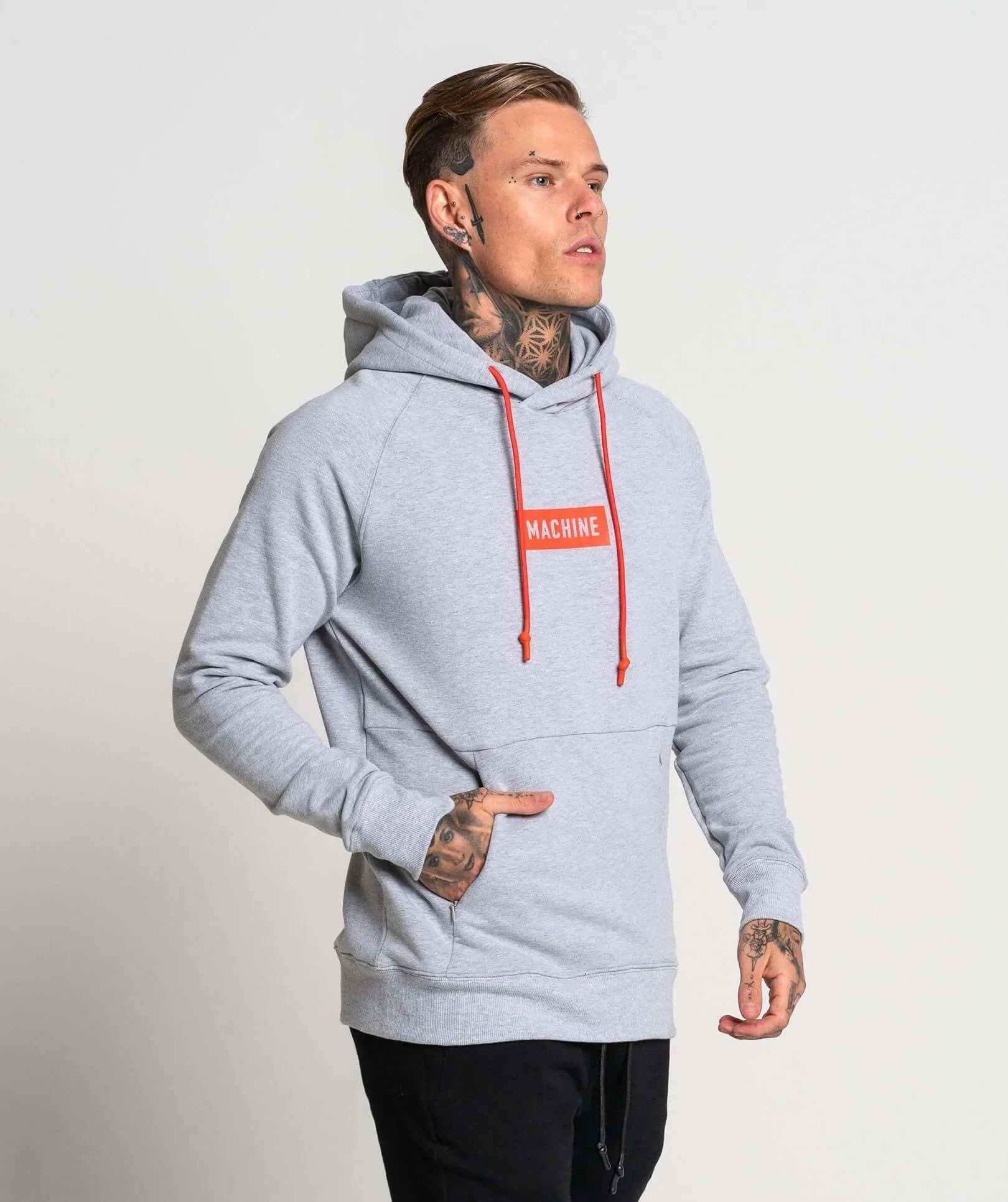 Pursuit Stampd Pullover Hoodie (Marl Grey/Orange)