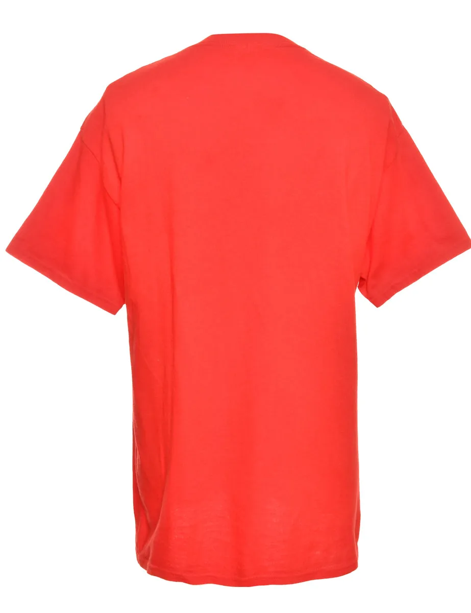 Red Gildan Printed T-shirt - L