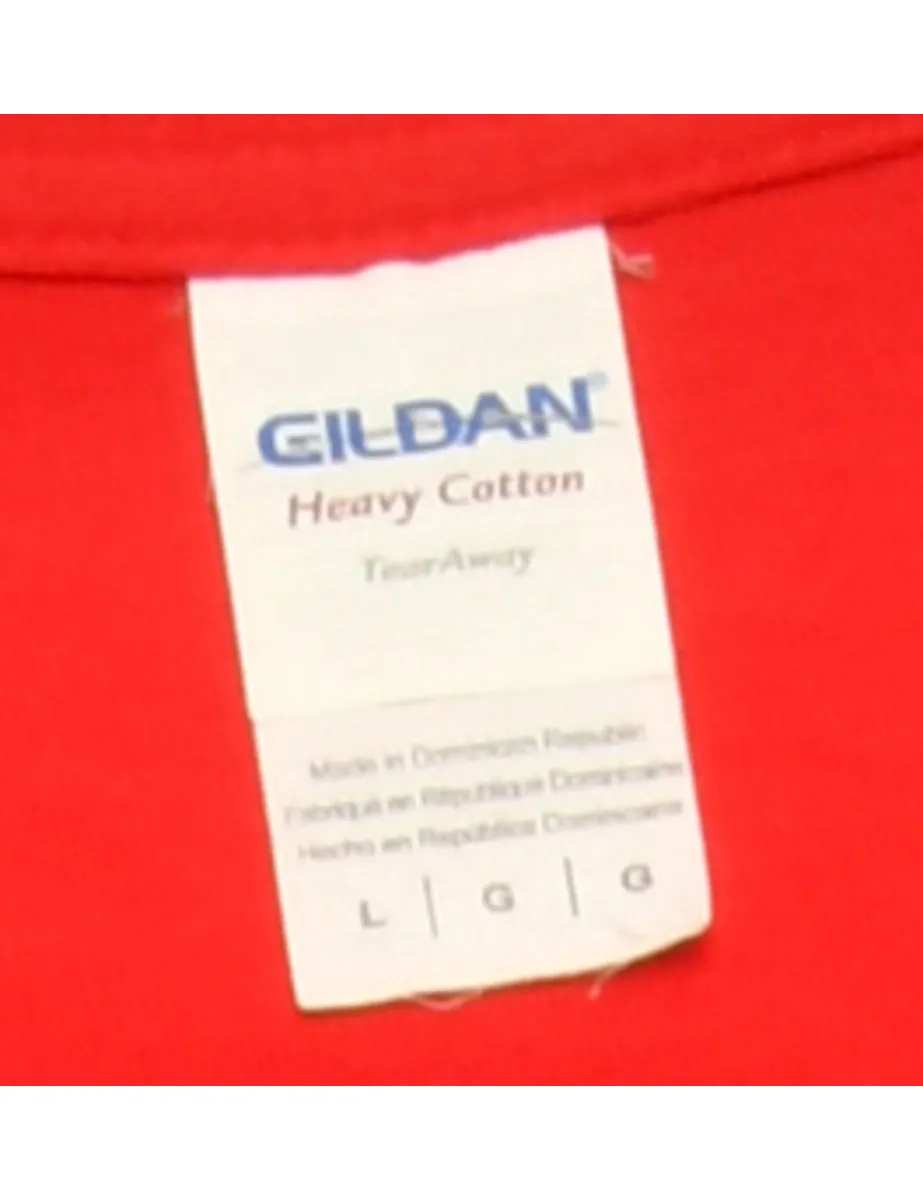 Red Gildan Printed T-shirt - L