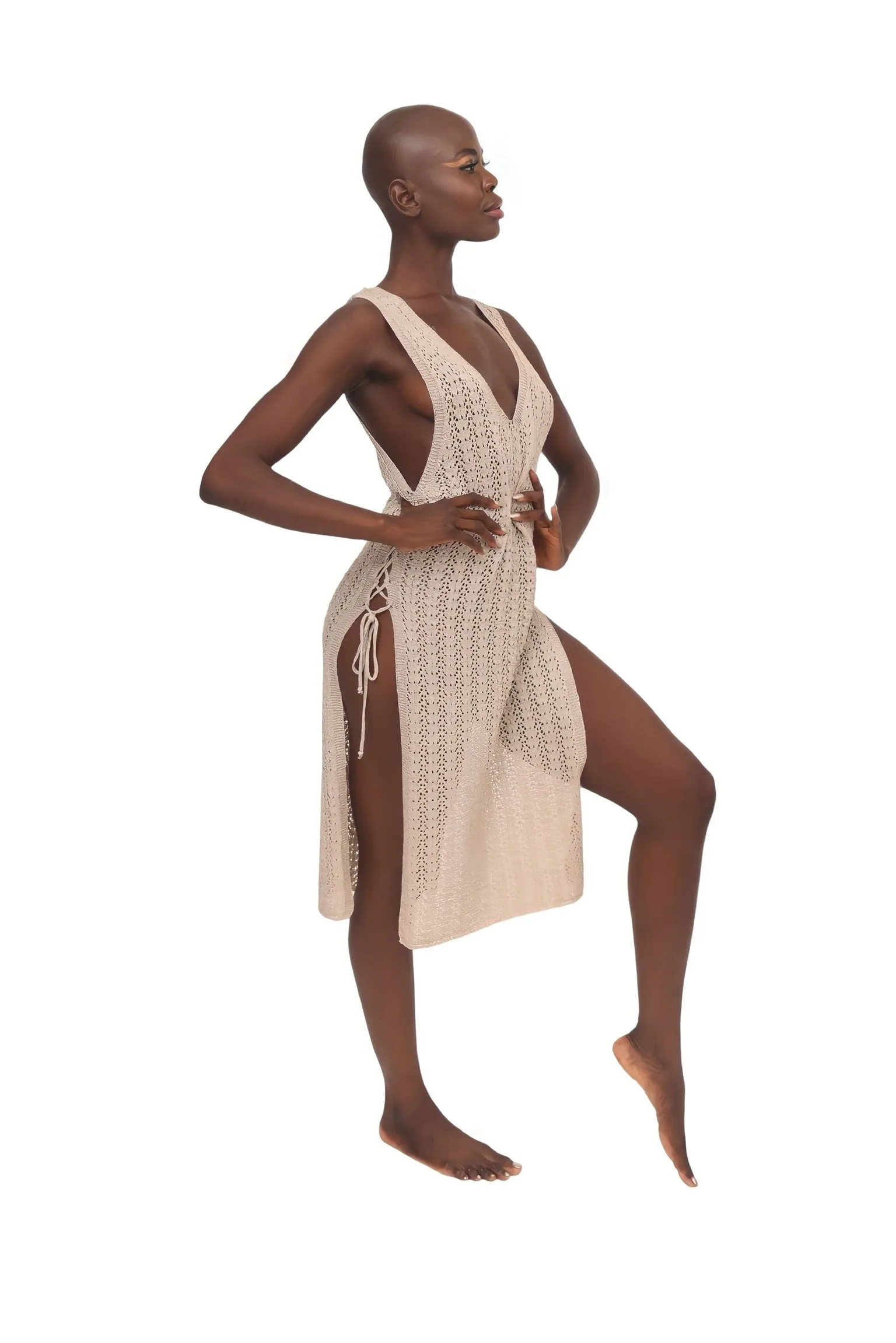 Resort Knit Coverup Dress - Beige