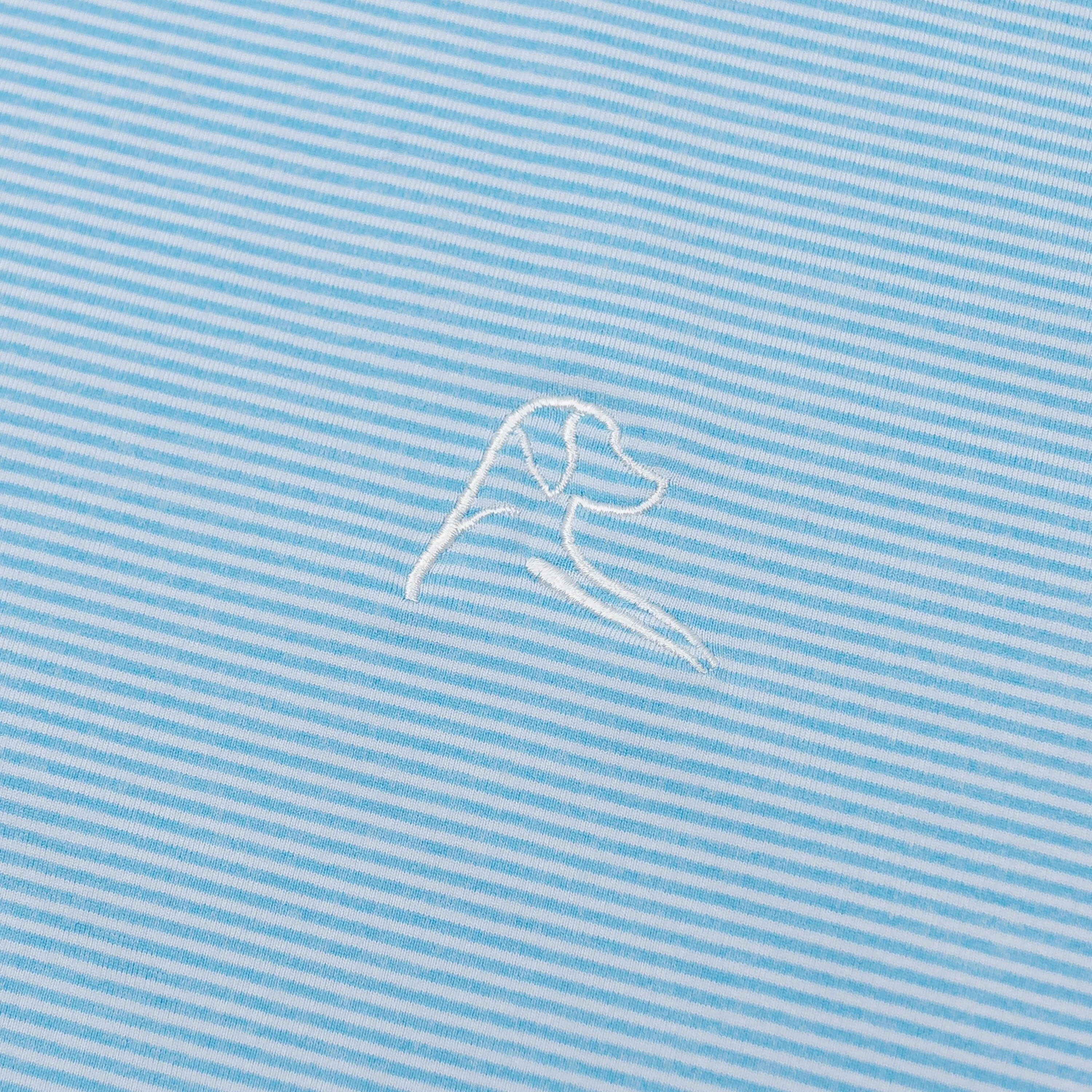 Riva Heather Stripe Performance Q-Zip | The Riva Heather Stripe - Beluga Blue/White